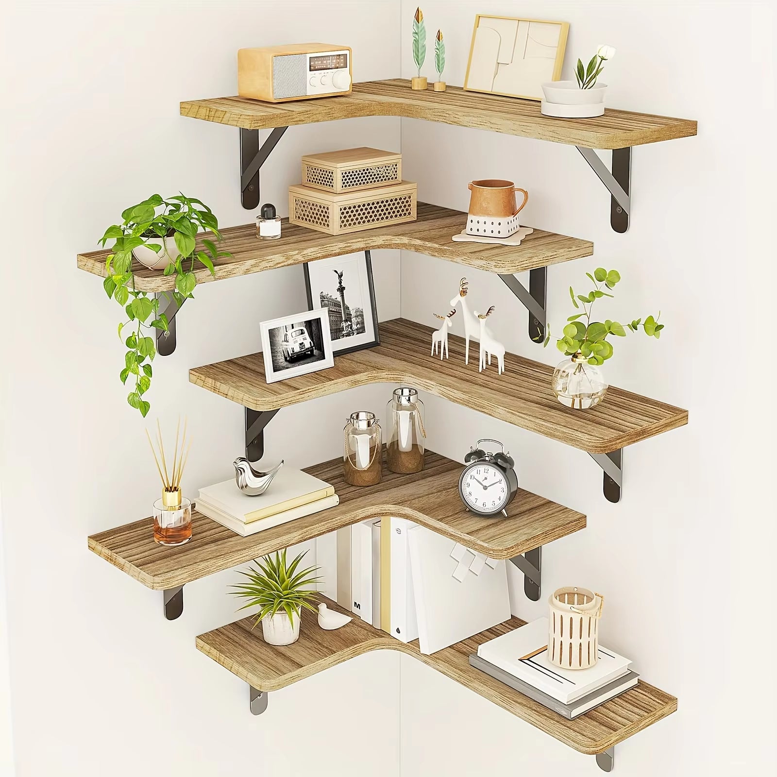 ZAEWRY scaffalatura a cinque ripiani da parete, pannello sospeso a parete, scaffalatura per bagno, cucina, camera da letto - 4