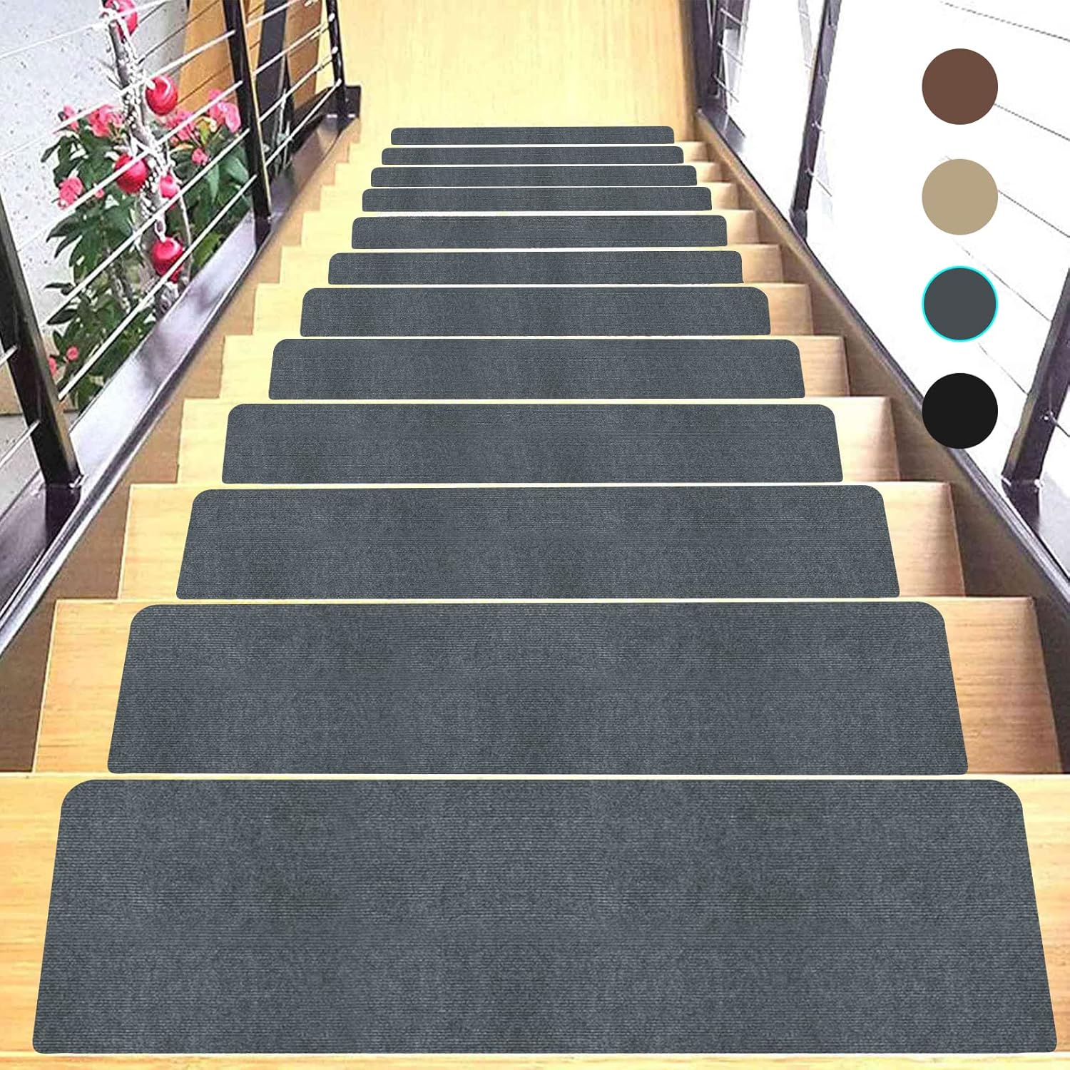 15 sztuk kafelków na schody, kafelków na schody wewnętrzne, kafelków antypoślizgowych na schody, odpowiednich dla seniorów i dzieci, 22×70 cm