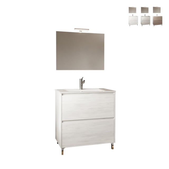 Meuble de salle de bain moderne lavabo 80cm miroir Lisbonne 80