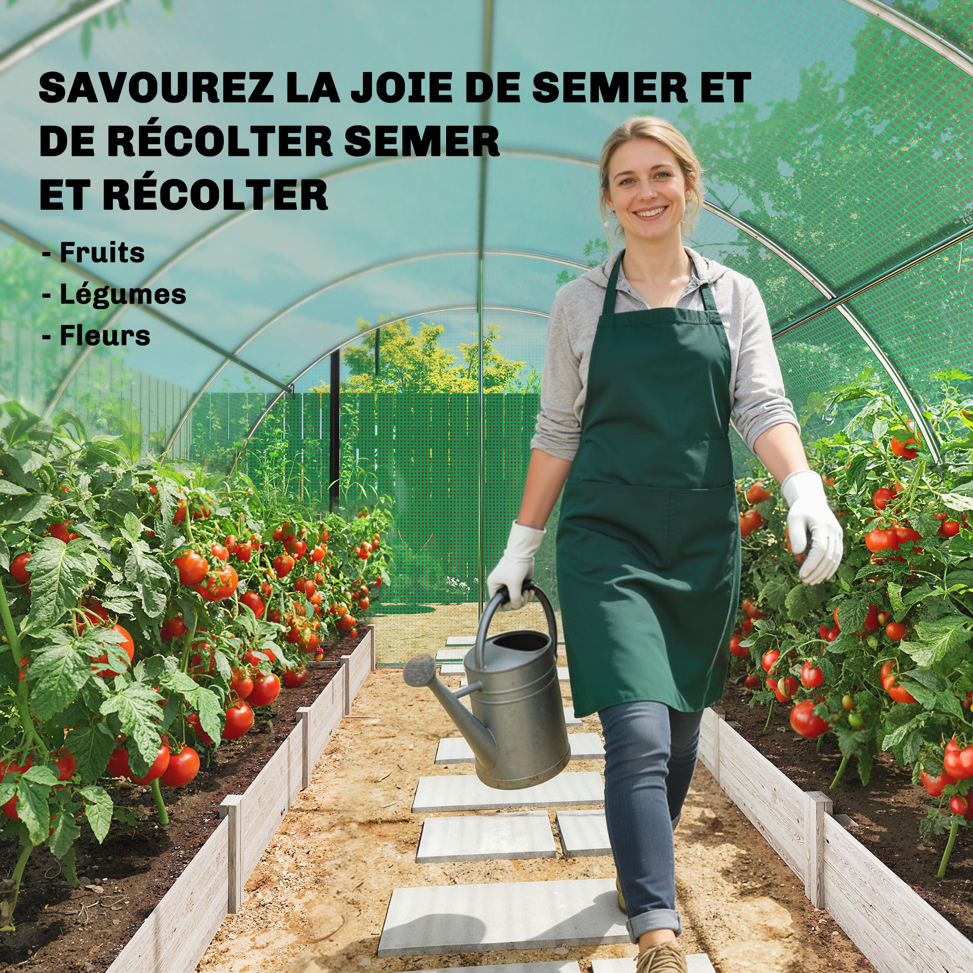 Serre tunnel de jardin PE Outsunny - 9