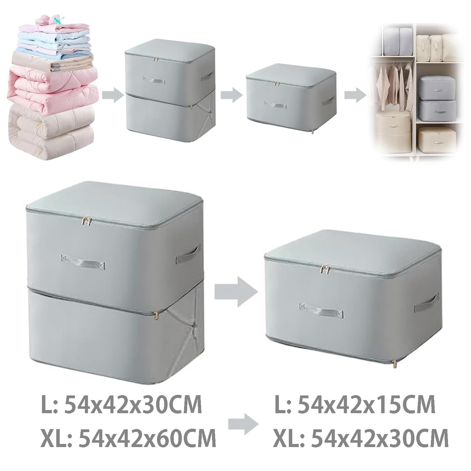 Sac De Rangement Auto-compressant Ultra Compact - Taille L Ou XL, Tissu Nylon, Pour Vêtements Et Couettes