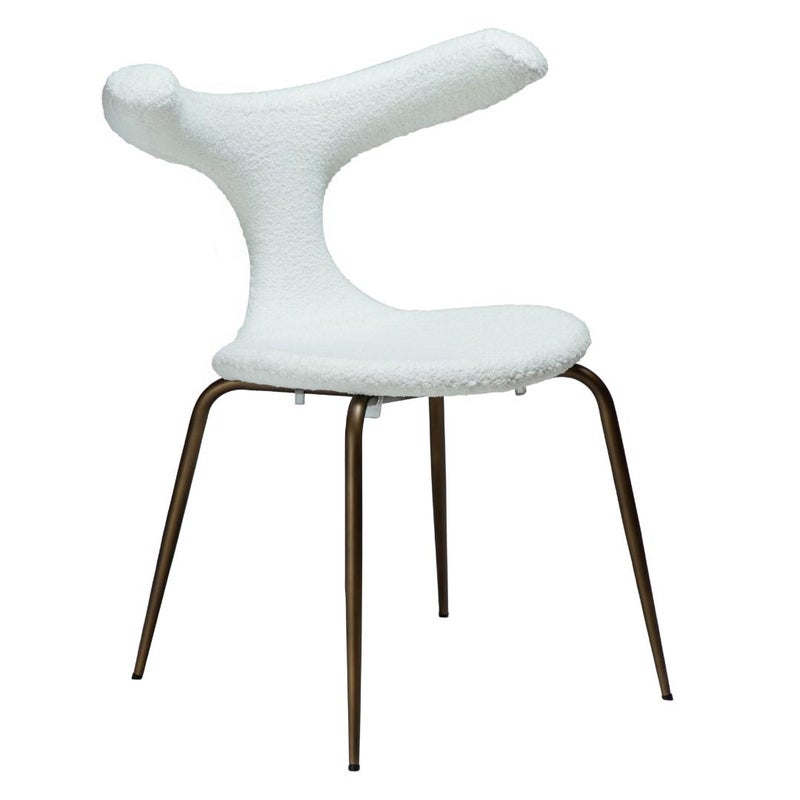 Bull Dan-Form krzesło stołowe bouclé biały.