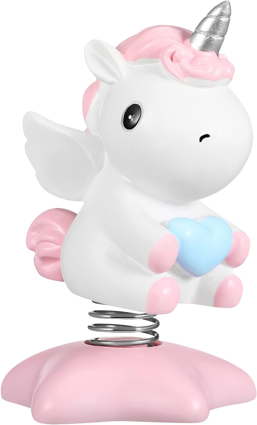 Różowa figurka jednorożca na deskę rozdzielczą samochodu, biurko, półkę na książki, ozdobę biura, prezent na Walentynki, urodziny.