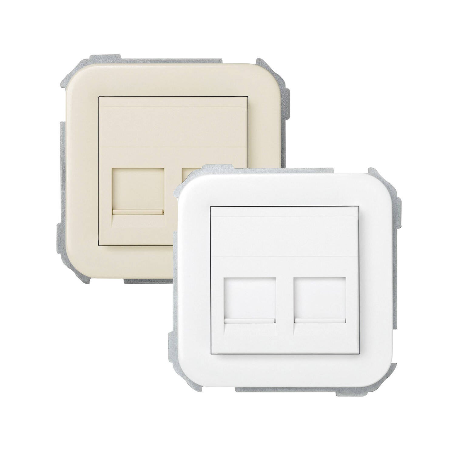 Plaque Prise Double RJ11/RJ45 SIMON 31 31089 - Blanc - PVC - 2