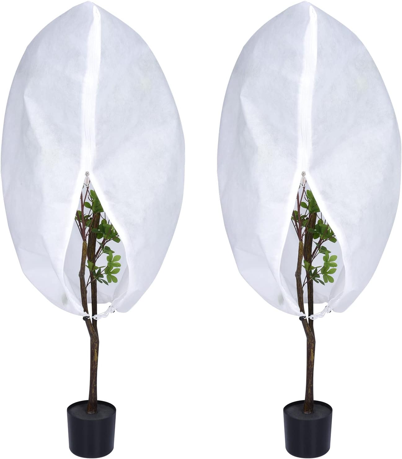 (Zestaw 2 szt., 80 x 100 cm) Mata przeciwmrozowa do roślin, zimowe osłony ochronne do roślin ogrodowych, worki z włókniny