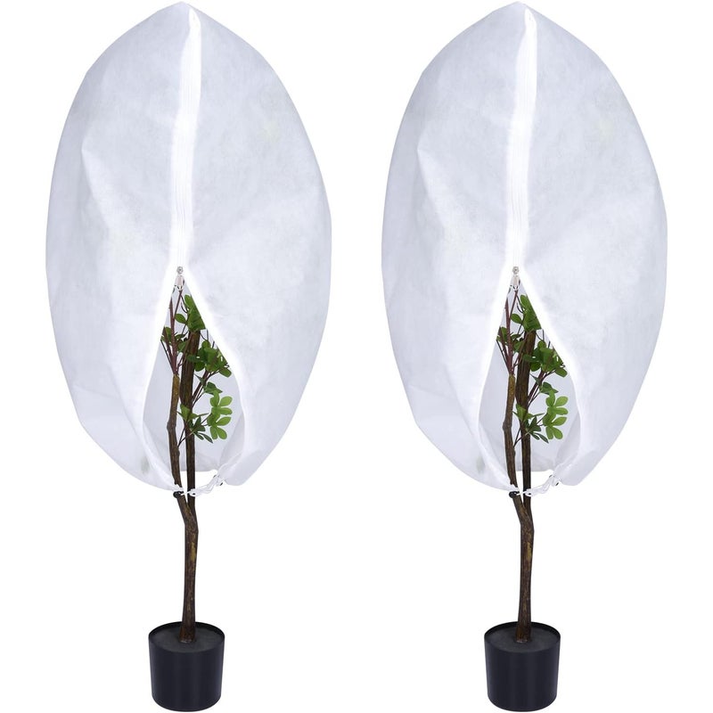 (Zestaw 2 szt., 80 x 100 cm) Mata przeciwmrozowa do roślin, zimowe osłony ochronne do roślin ogrodowych, worki z włókniny