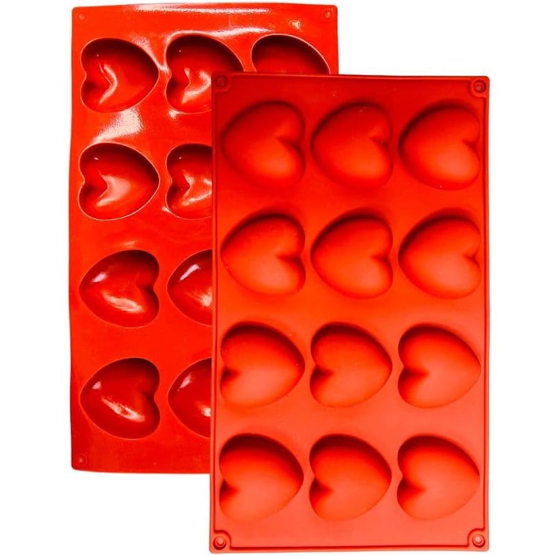2 foremki w kształcie serca z powłoką nieprzywierającą, silikonowe foremki do pieczenia muffinek, brownie, ciast, puddingów, kostek lodu, galaretek, q