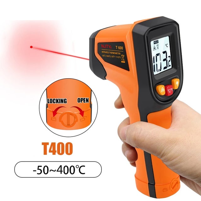 Thermomètre infrarouge numérique -50~400℃ Pistolet pyromètre laser sans contact Mesureur de température Outils industriels