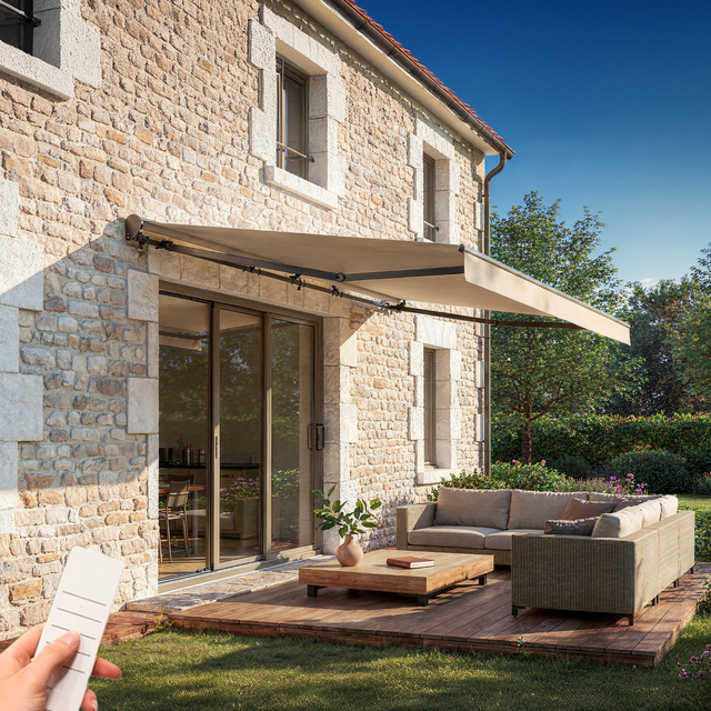 Tenda da sole semicassonata motorizzata FAZZIO 5x3m - Tela premium 320g/m2 Beige