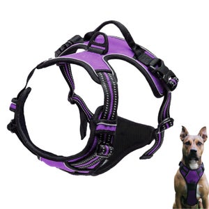 Harnais pour Chien sans Traction Gilet rembourré Doux et réfléchissant avec poignée Robuste Sangles réglables contrôle Facile-Noir,XL Harnais pour Chien sans Traction Gilet rembourré Doux et réfléchissant avec poignée Robuste Sangles réglables contrôle Facile-Noir,XL