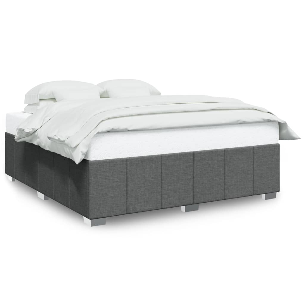 Cadre de lit sans matelas gris foncé 200 x 200 cm tissu - 2