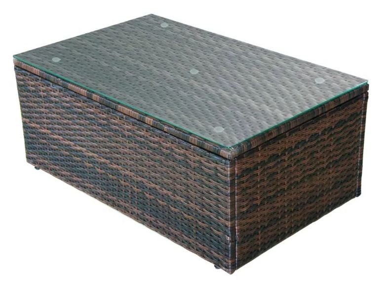 Salon de jardin 1 canapé d'angle résine tressée marron Chad - 4