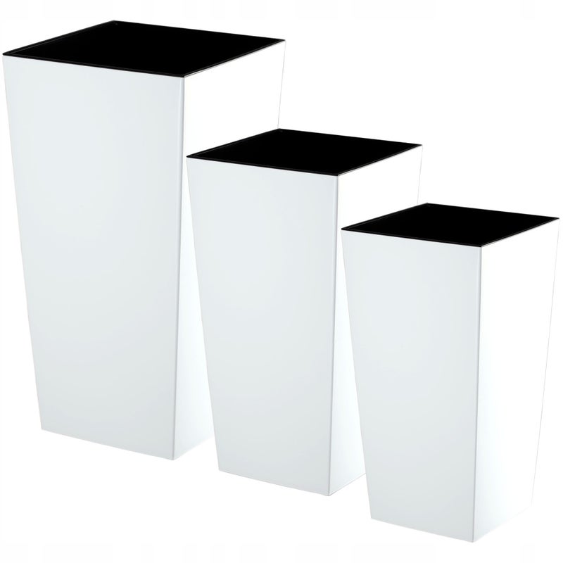 ZESTAW 3szt DONICZKA DONICA OGRODOWA + WKŁAD WYSOKA DUŻA BIAŁA 37+47+57 cm