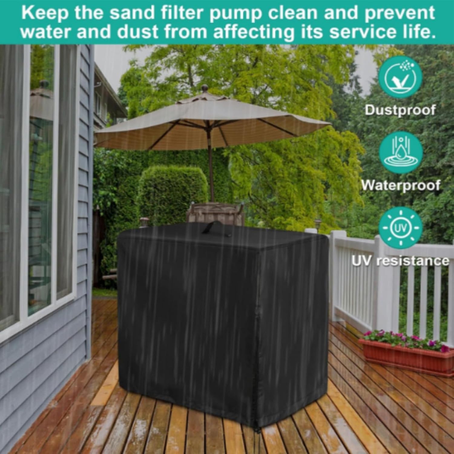 Abri De Pompe De Piscine, Housse De Protection Imperméable en Tissu Oxford pour Pompe De Piscine, Couvercle De Pompe Anti-poussière, Couvercle De Po - 3