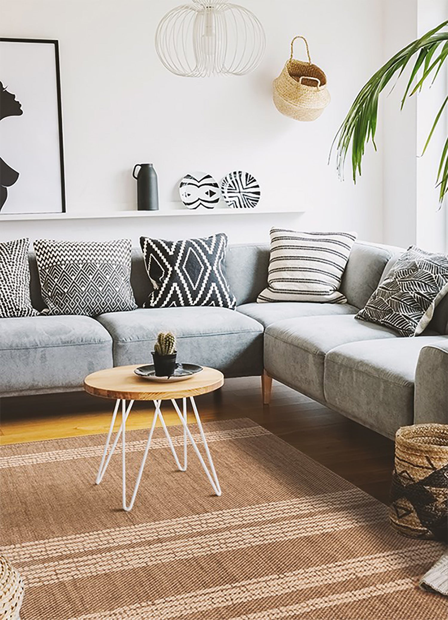 Tapis vinyle intérieur motif beige rayures fines, tapis en vinyl intérieur élégant moderne 100x150 – Tulup - 4