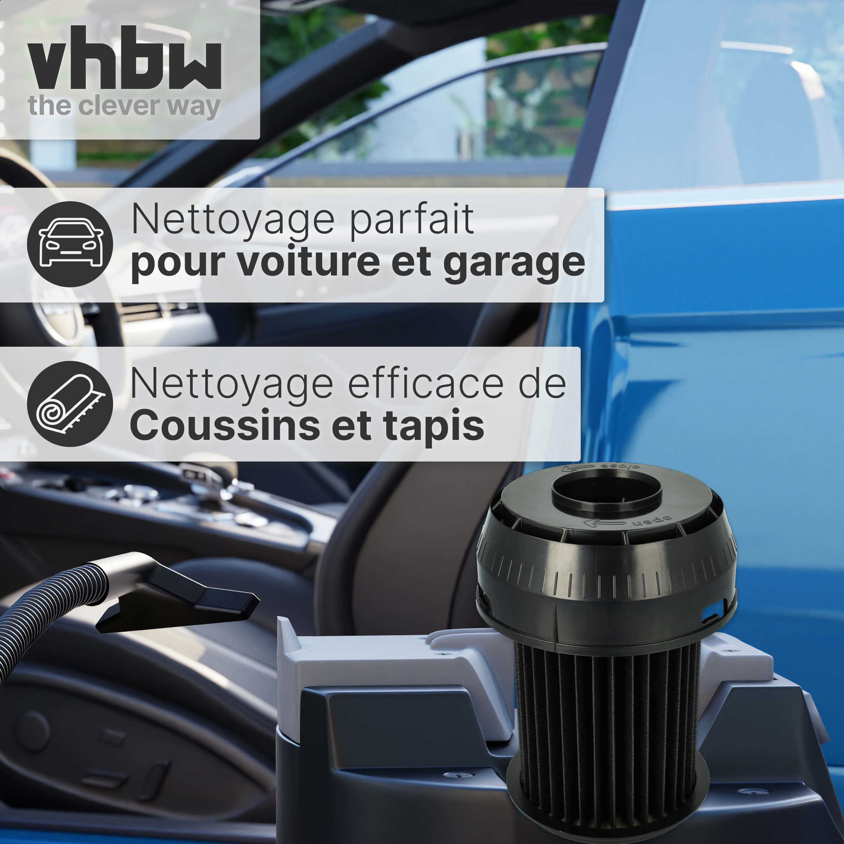 vhbw Filtre à cartouche compatible avec Bosch BGS 6 Pro 1/01, 6 Pro 101, 6 Pro 2, 6 Pro 2/01, 6 Pro 201 aspirateur - Filtre plissé - 4