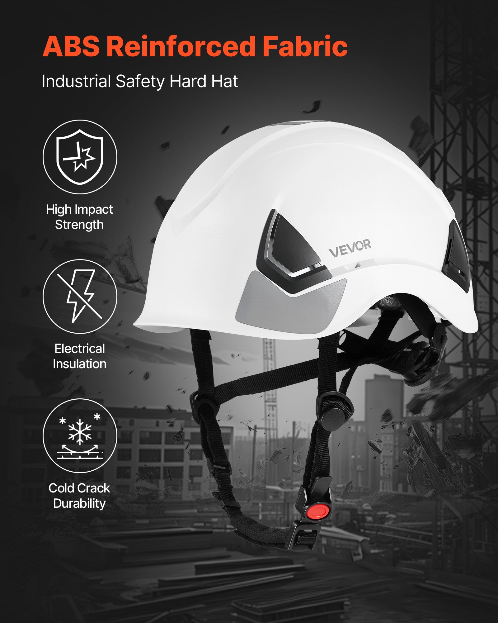 Capacete de Segurança Industrial VEVOR ABS Certificado ANSI/ISEA Z89.1 com Suspensão a Catraca 6 Pontos Ajustável e Ventilado para Adultos - 3