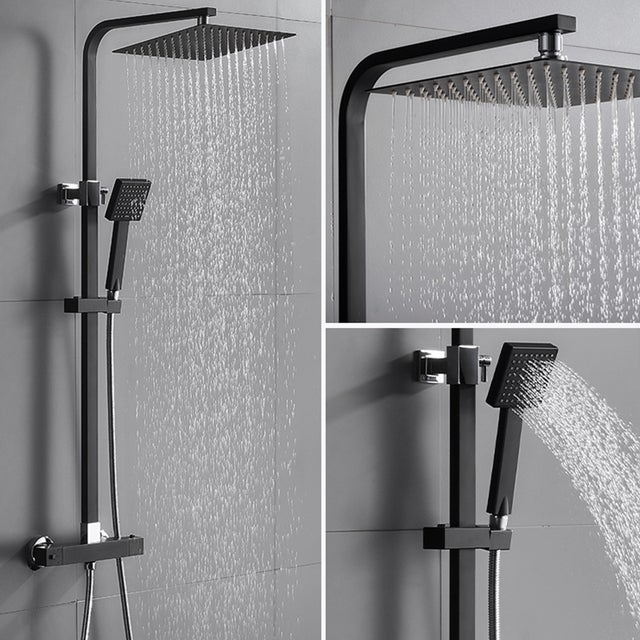 Auralum max Colonna doccia termostatica 38°C Nero Sistema doccia bagno Design unico Set doccia - Modello EU