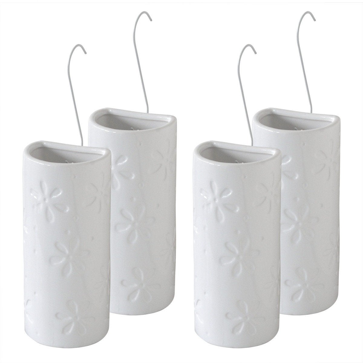 Humidificador de cerámica - Lote de 4 - Blanco, estampado con flores - Loza - 2
