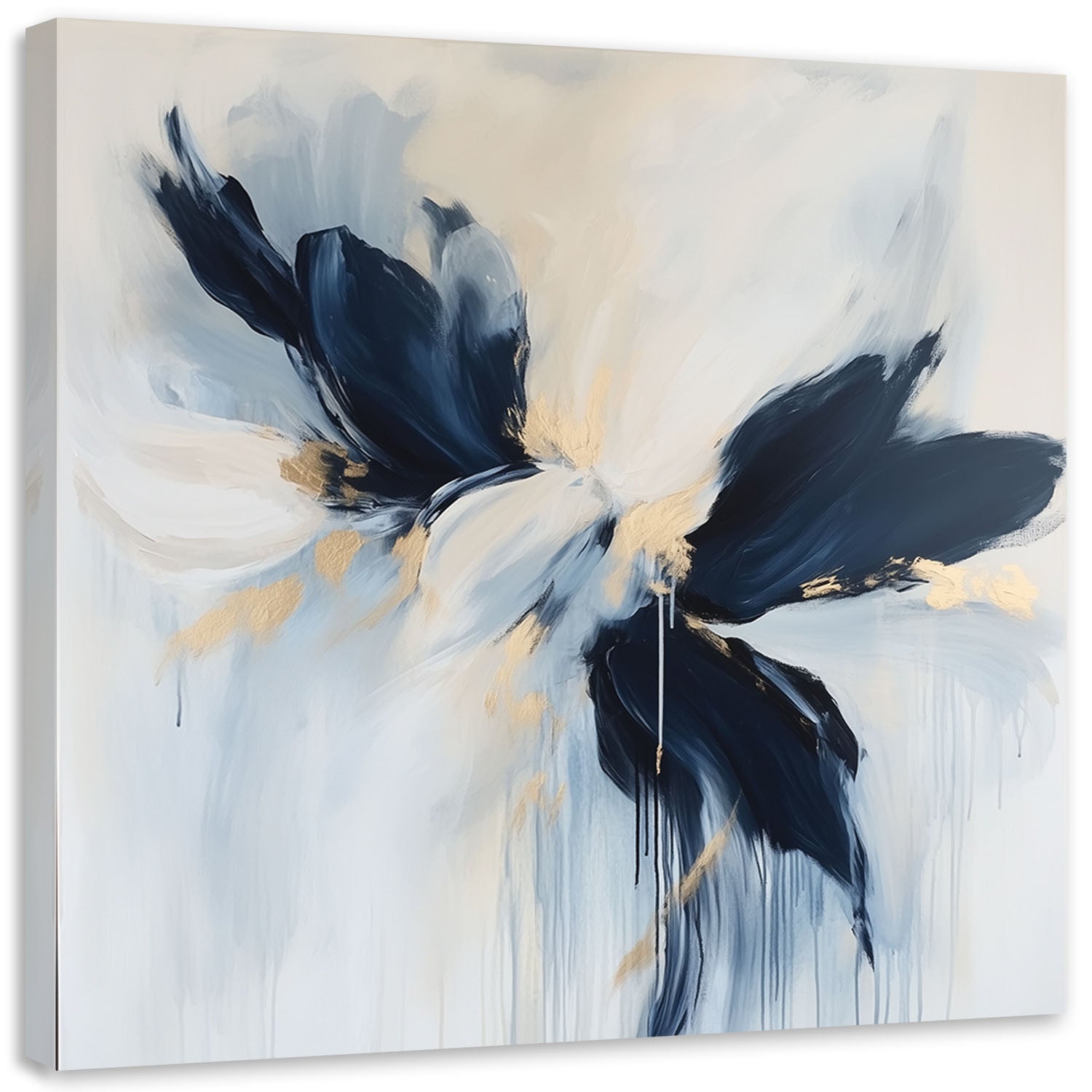 Obraz do salonu, Nowoczesna Abstrakcja niebieski złoty 60x60