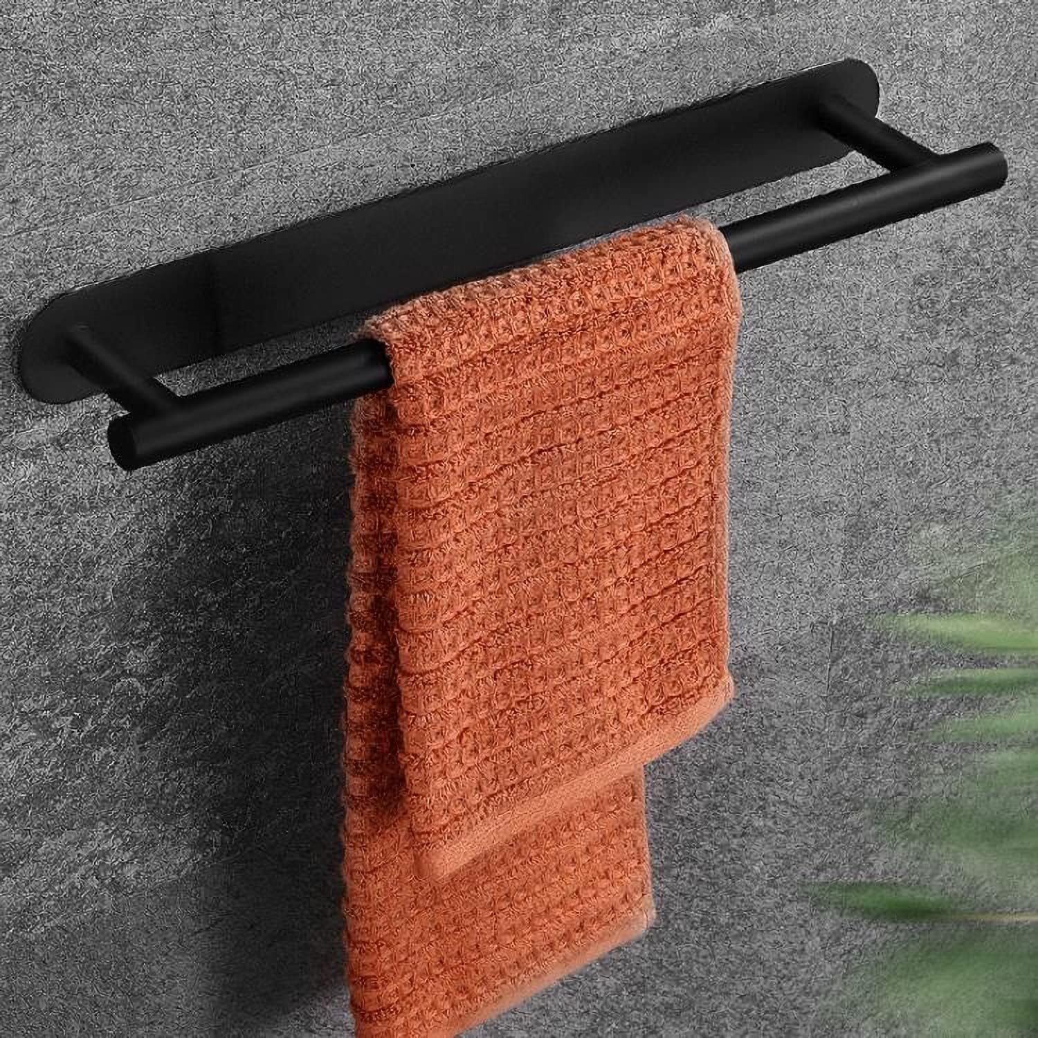 Porta Asciugamani Adesivo In Acciaio Inox Spazzolato Nero, 22,9 Cm – Barra Salvaspazio Per Bagno E Cucina, Senza Fori