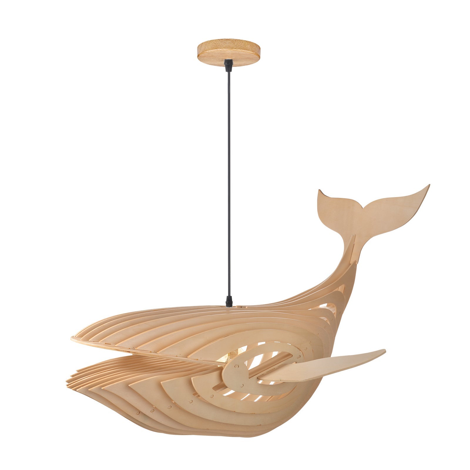 USMJQVZ Lustre Suspendu Bois Fait Main Forme Baleine - Luminaire Enfant Et Restaurant