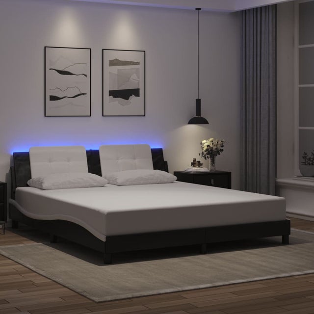 Cadre de lit avec LED sans matelas Zadar noir et blanc 180x200 cm vidaXL