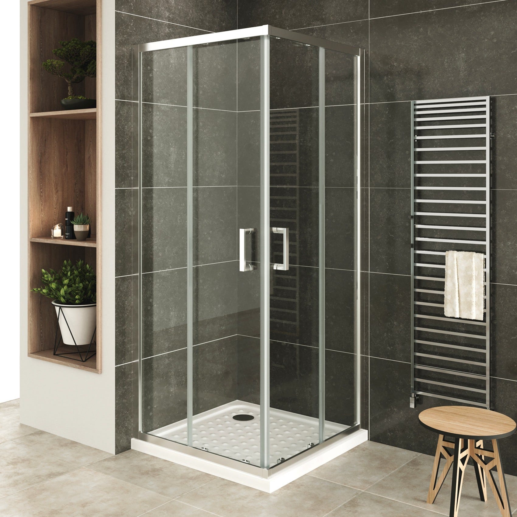 LANA Porte De Douche D angle Coulissante H 190 Cm Verre Transparent 80 lana-porte-de-douche-d-angle-coulissante-h-190-cm-verre-transparent-80