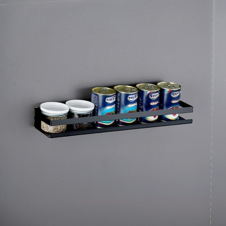 Półka kuchenna ze stali nierdzewnej 304 do łazienki, montowana na ścianie, czarna, 50*10*5,8 cm