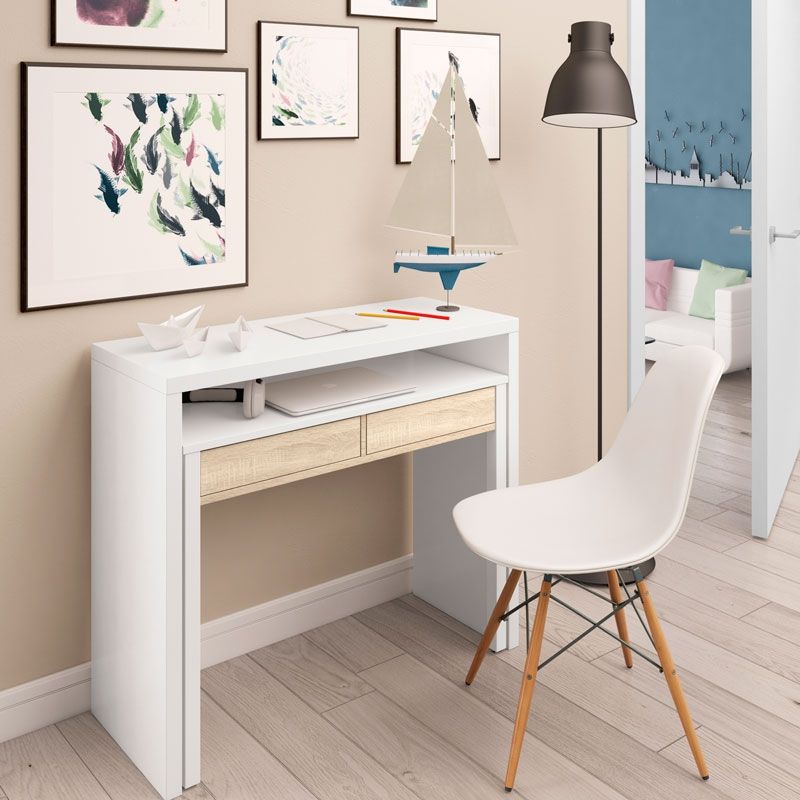 Divina Home 0F4582A Scrivania estensibile con 2 cassetti 99 x 36-70 x 88 cm - 9