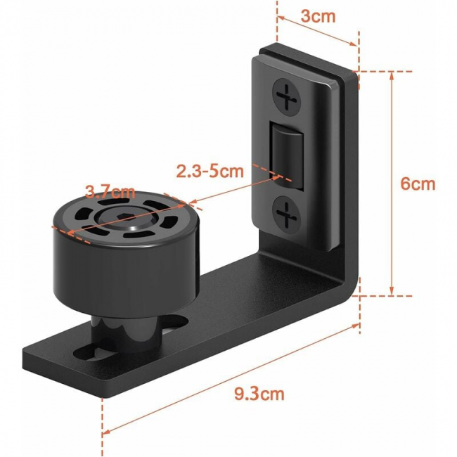 Guida inferiore regolabile nera da pavimento per porta scorrevole da parete/porta in legno - 2