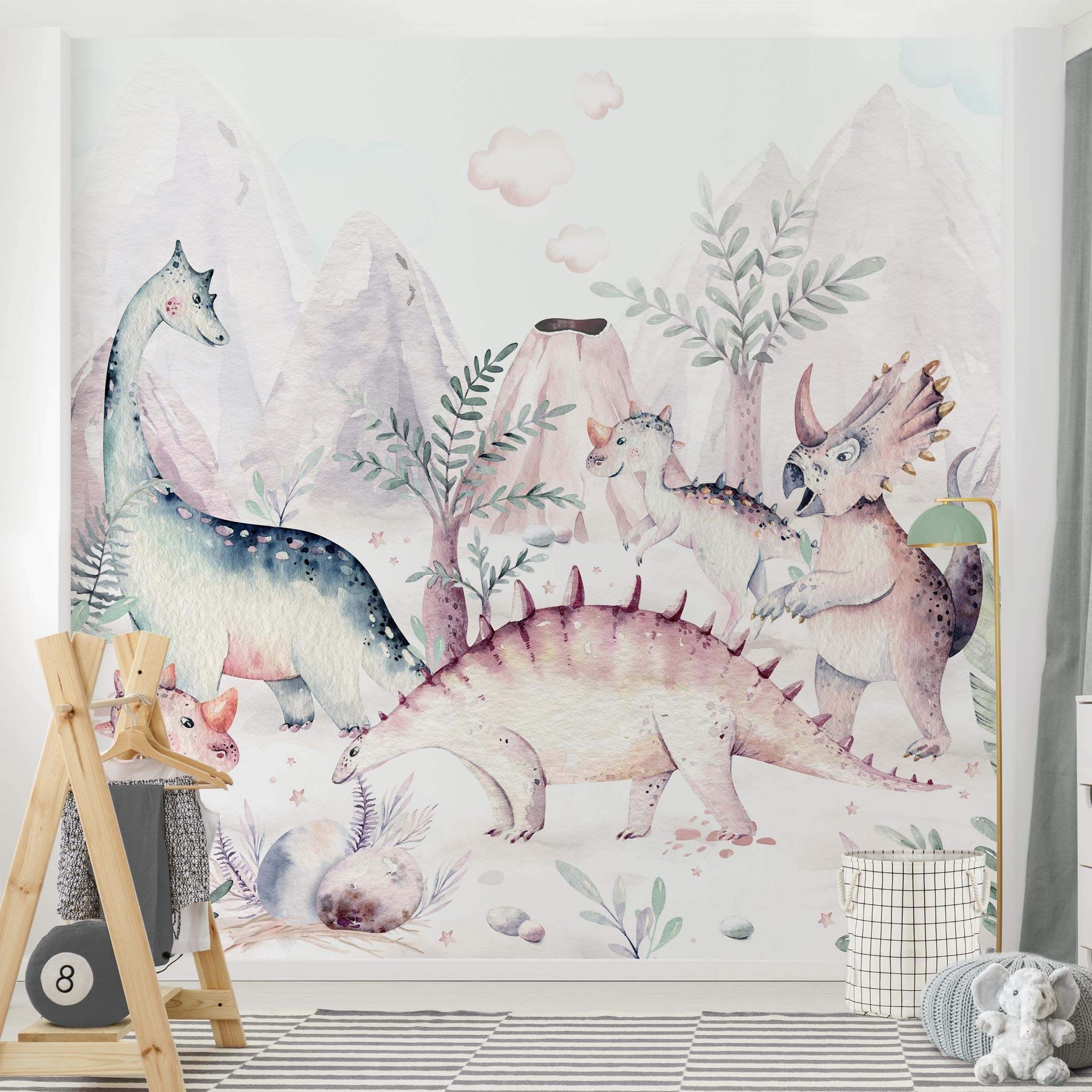 Papel pintado fotomural acuarela animales arte 354 - habitación infantil niño - tnt 192 x 192 cm adhesivo