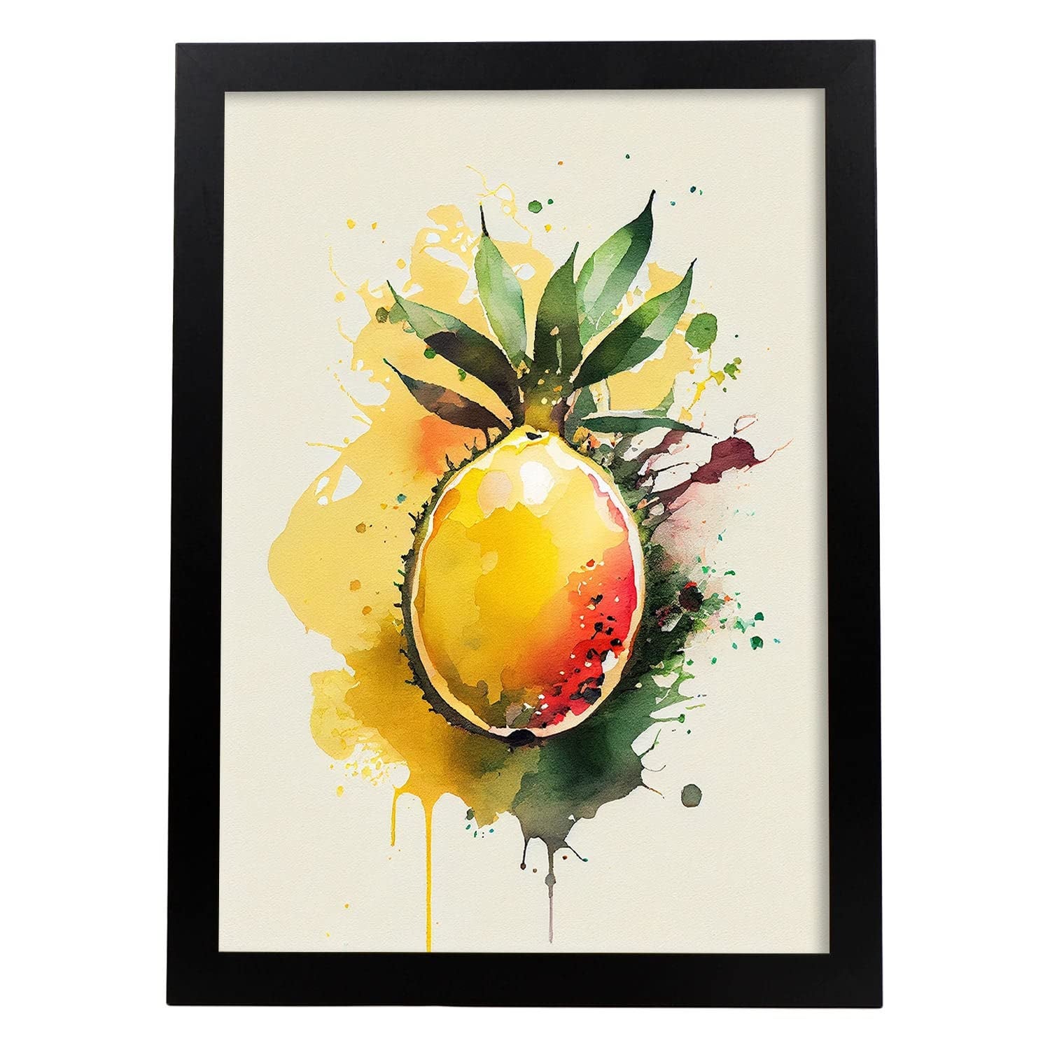 Nacnic poster de maracuyá a todo color ilustraciones de frutas verduras y comida sana en estilo acuarela diseño moderno y modelo 1 a3 con marco negro
