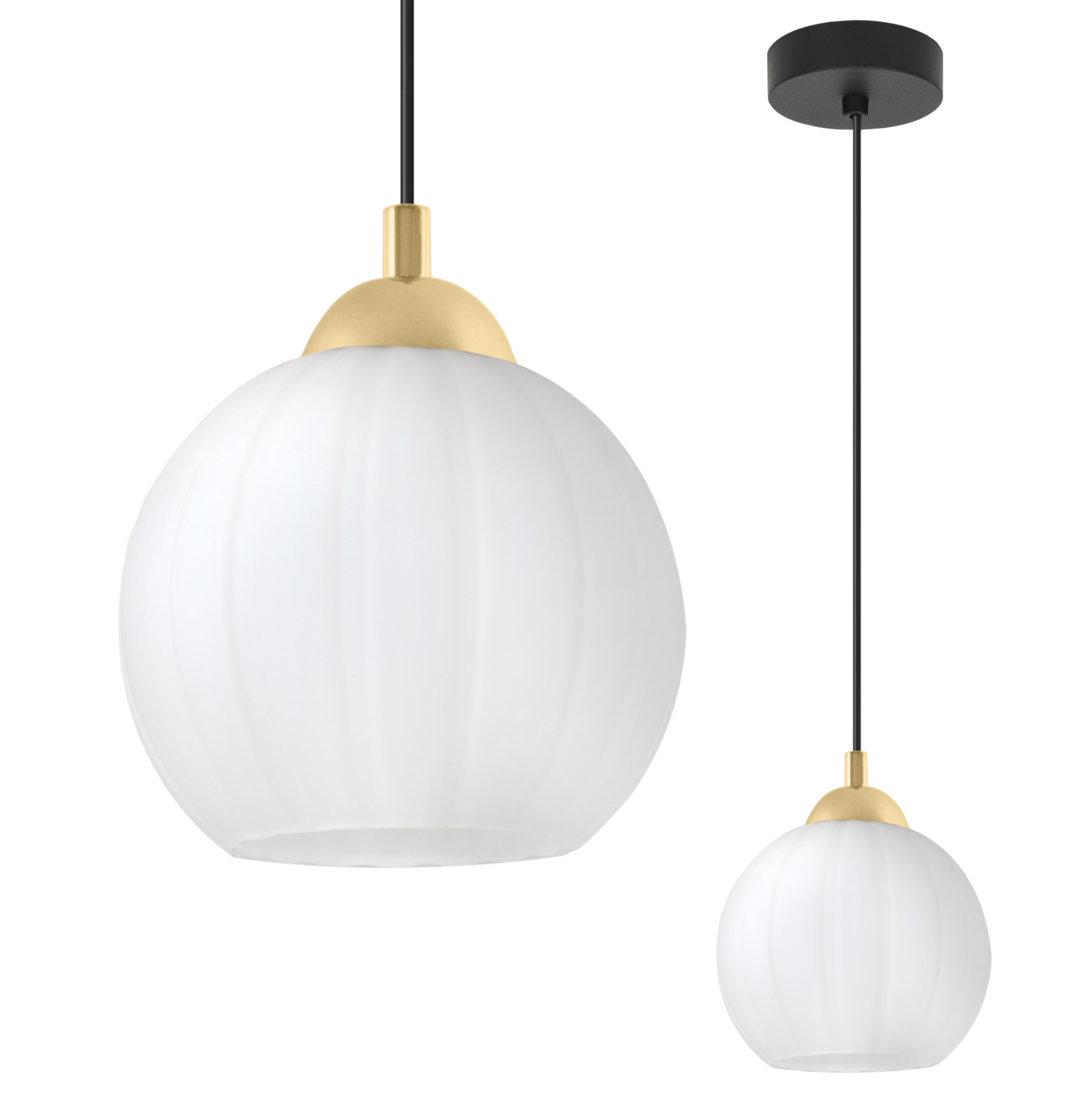 Lampa sufitowa wisząca Costa loft 1xE27 klosz kula biały/złoty/czarny Light Home LH