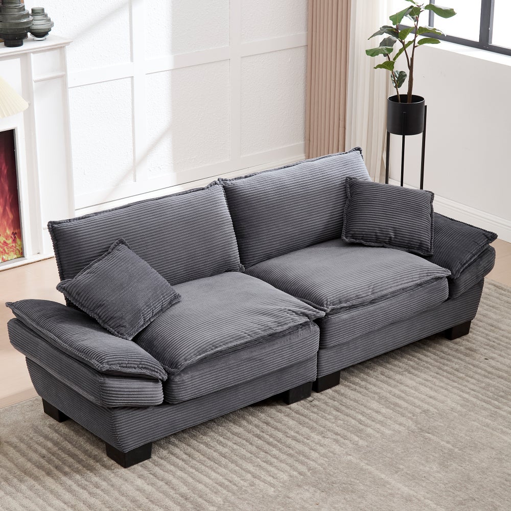 Sofa 2-osobowa, nowoczesna, z rdzeniem sprężynowym, wygodna, przestronna, ciemnoszara