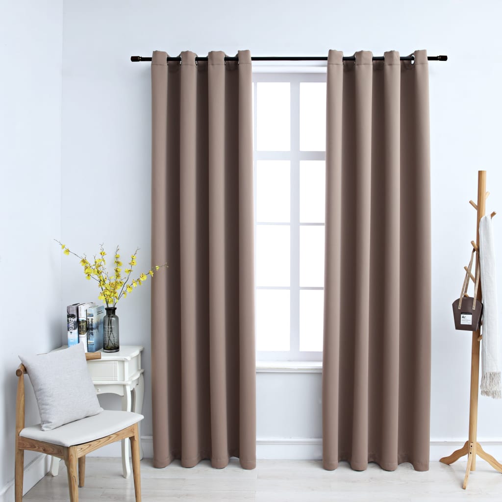 Maison exclusive - cortinas opacas con anillas de metal 2 pzs gris topo 140x245 cm