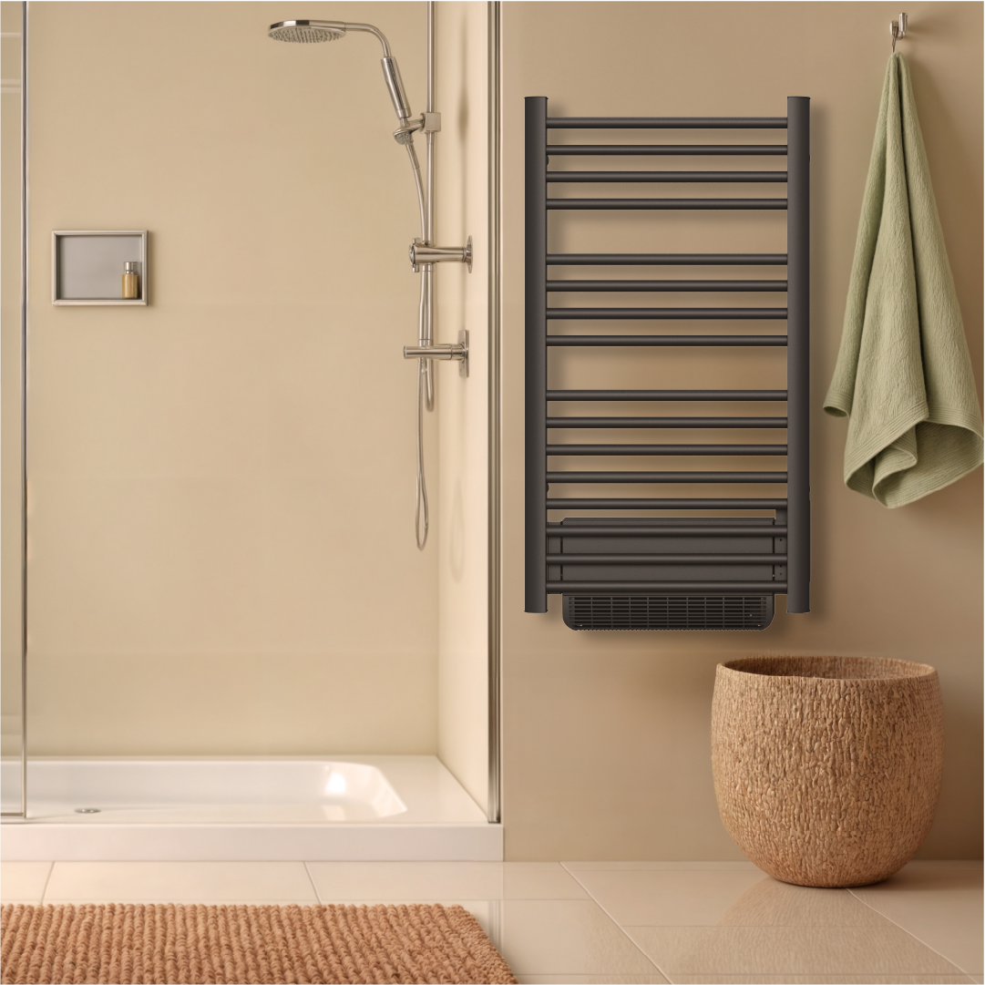 Sèche-serviette électrique sans fluide avec soufflerie 500W+1000W H.100,5xL54cm Bestherm HESTIA noir - 2