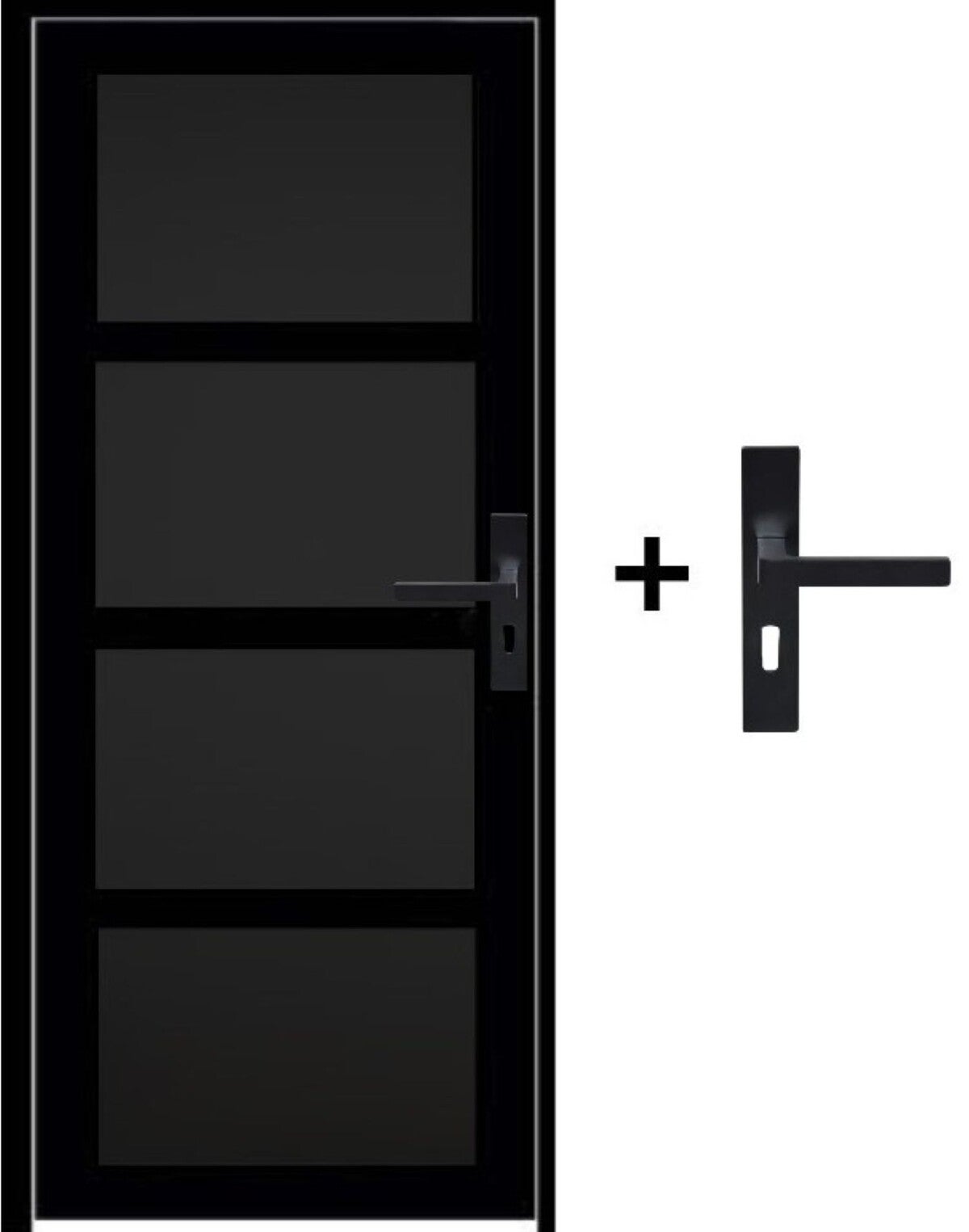 Bloc Porte Telia Noir 4 Panneaux H204 X L83 Poussant Gauche Côte ...