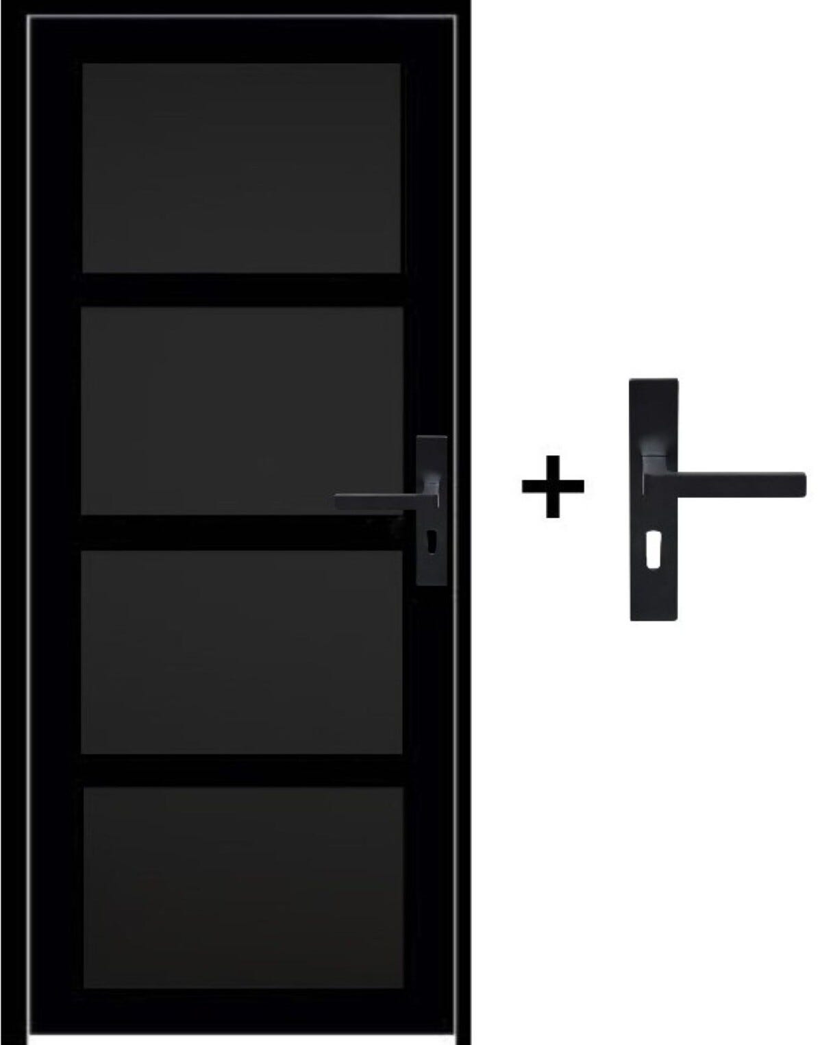 Bloc Porte Telia Noir 4 Panneaux H204 X L83 Poussant Gauche Côte ...