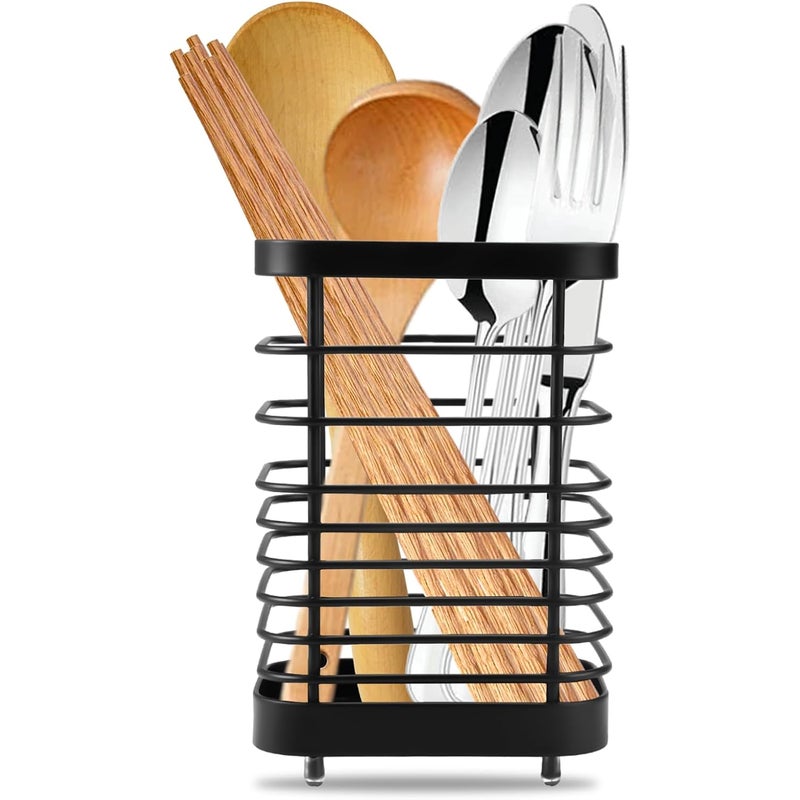 Pojemnik na przybory kuchenne ze stali nierdzewnej, przechowywanie przyborów kuchennych, koszyk na sztućce ze stali nierdzewnej, organizer na prz