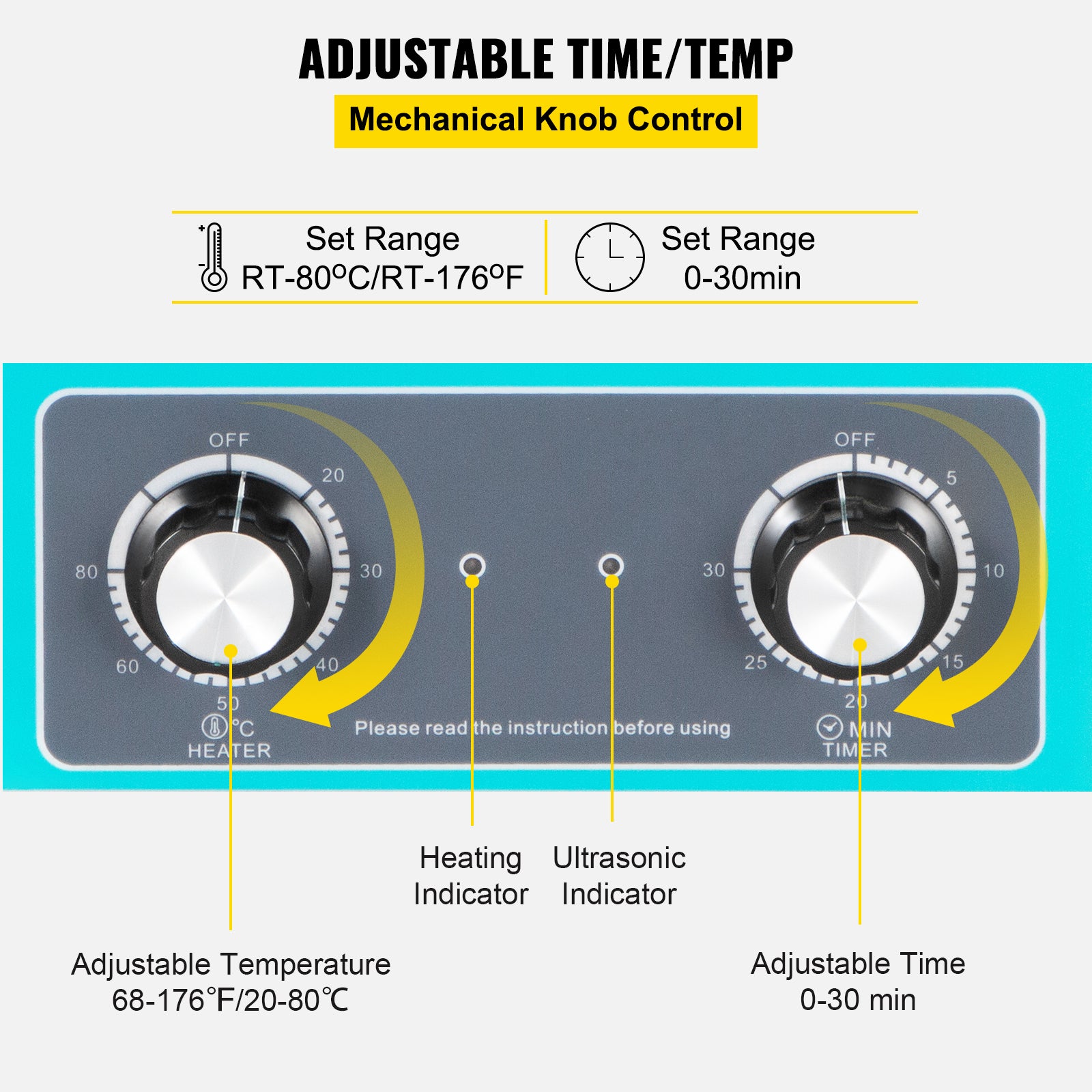 Nettoyeur Vinyle Ultrasons SucceBuy 6L 40kHz Bouton Contrôle Sonique Réservoir Acier Inoxydable - 7