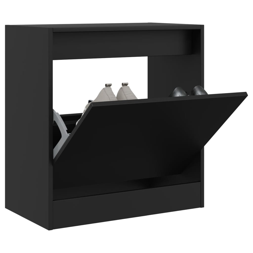 Armoire à Chaussures Noire 60x35x84 Cm – Bois D'ingénierie – Neuve