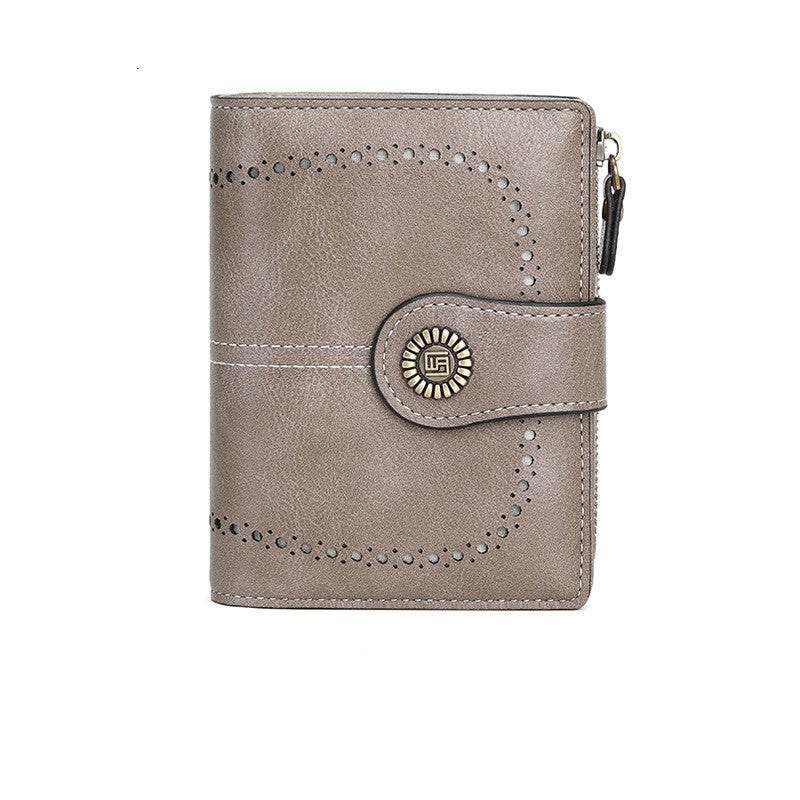 Portefeuille portecartes à blocage RFID court rétro à trois volets en