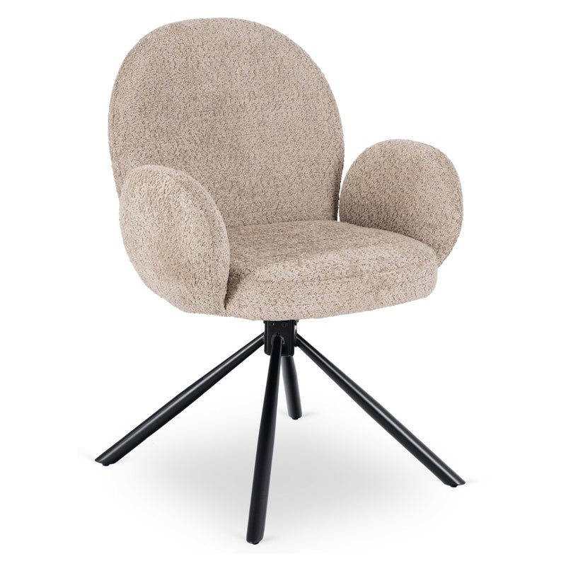 Krzesło Obrotowe Kubełkowe Tapicerowane Do Jadalni Salonu Brązowe MUSSO