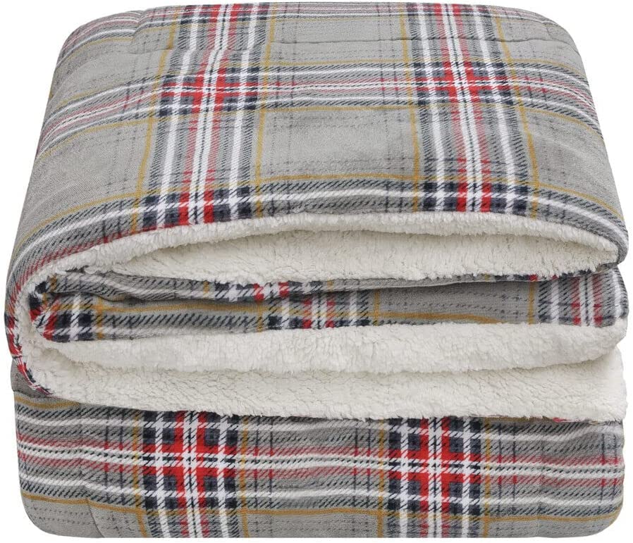 Plaid manta de polar sherpa doble capa suave cálido aterciopelado doble dis.d