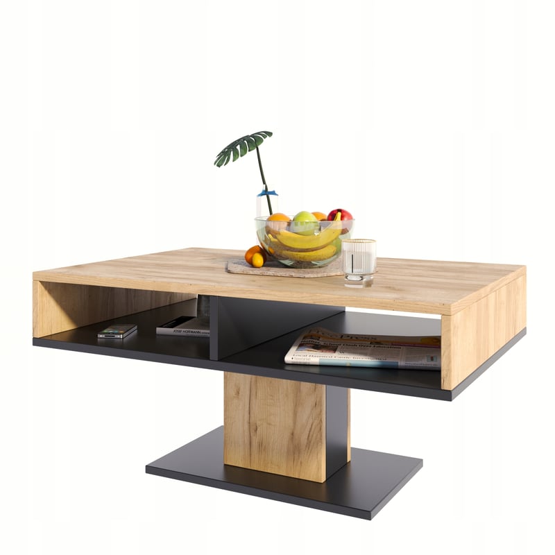 Ława INES dąb artisan-czarny stolik kawowy skandynawski PER