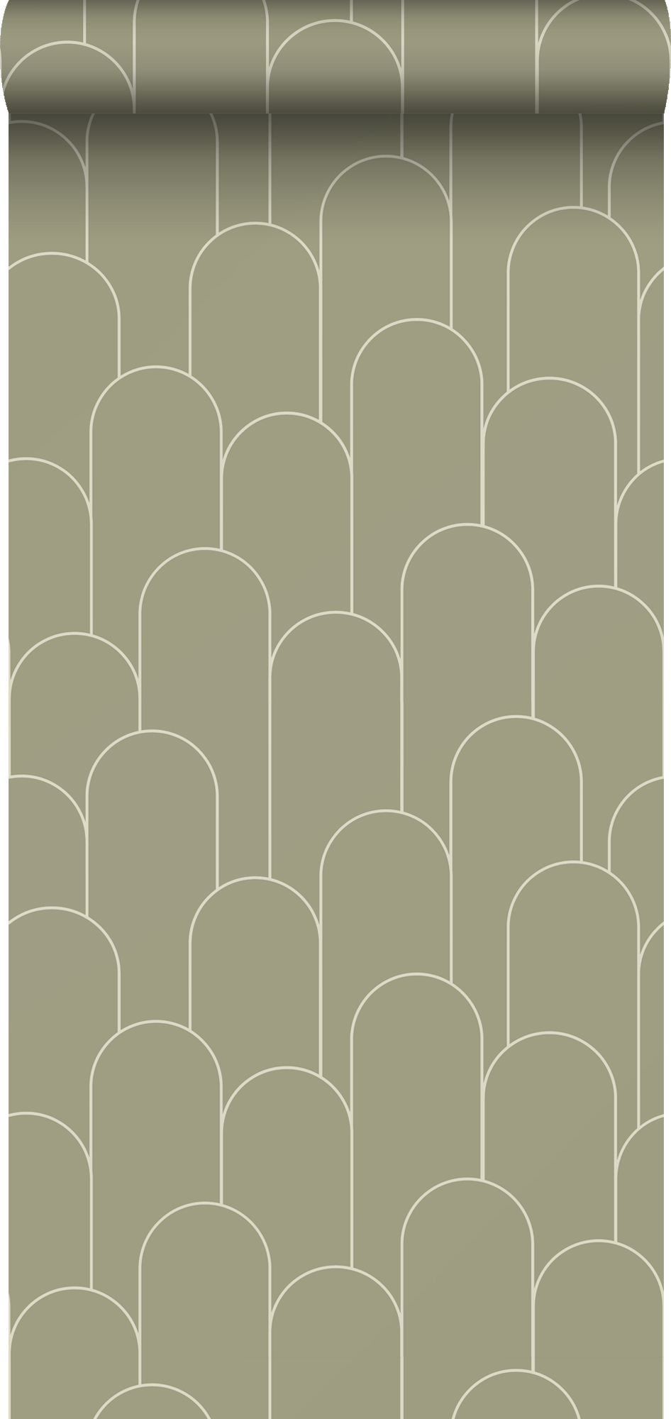 Tapeta motyw art déco zielonym khaki - 50 x 900 cm - ESTAHOME