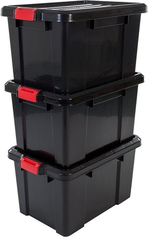 Boite Rangement Plastique, 32L Boite De Rangement Pliable Caisse Rangement, Avec Couvercle Et 4