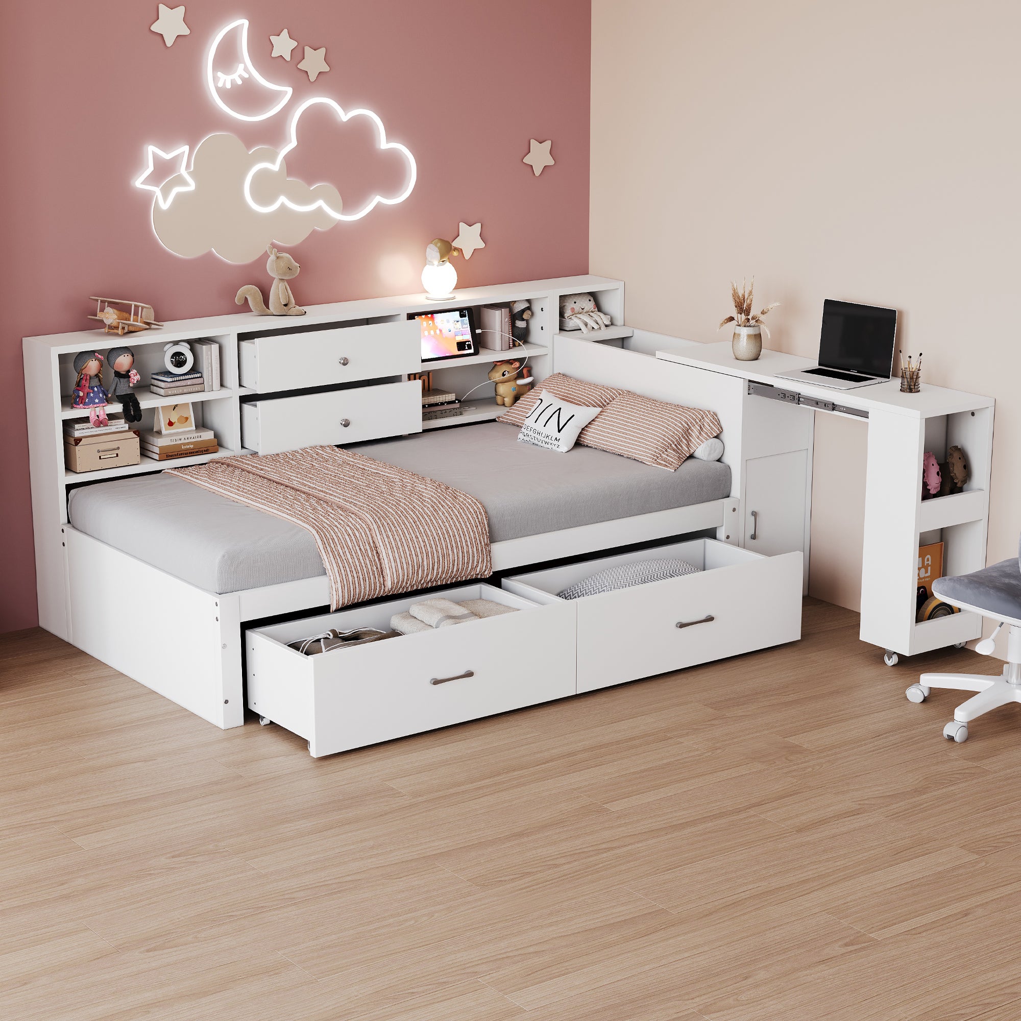 Lit IKEA 90x200 Avec Bureau Intégré - Blanc - Bois - Occasion