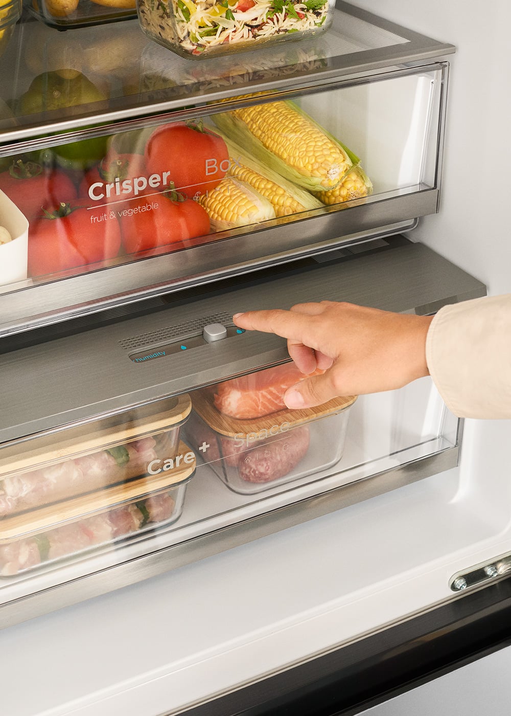 CREATE - FRIDGE STUDIO COMBI PRO FLEX 401 - Réfrigérateur 401L No Frost à l'italienne avec, Space Pro et Care+- Inox - 3